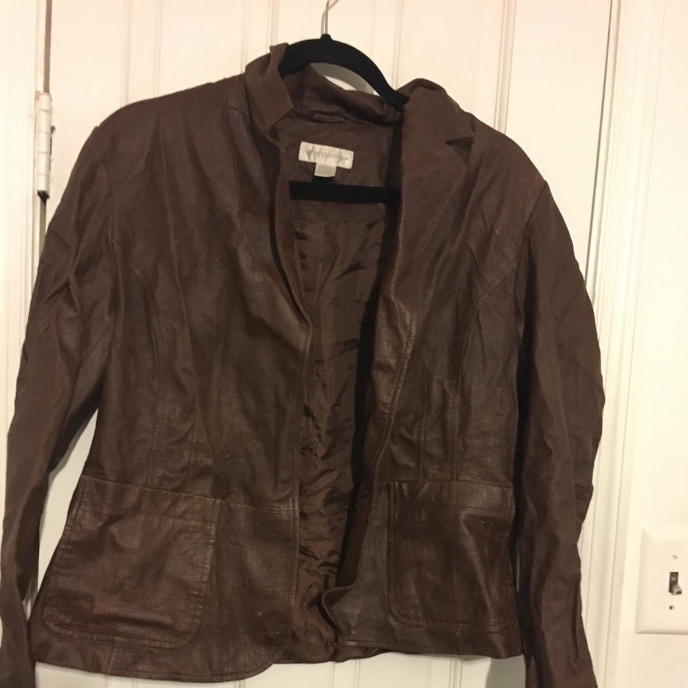 Brown leather jacket